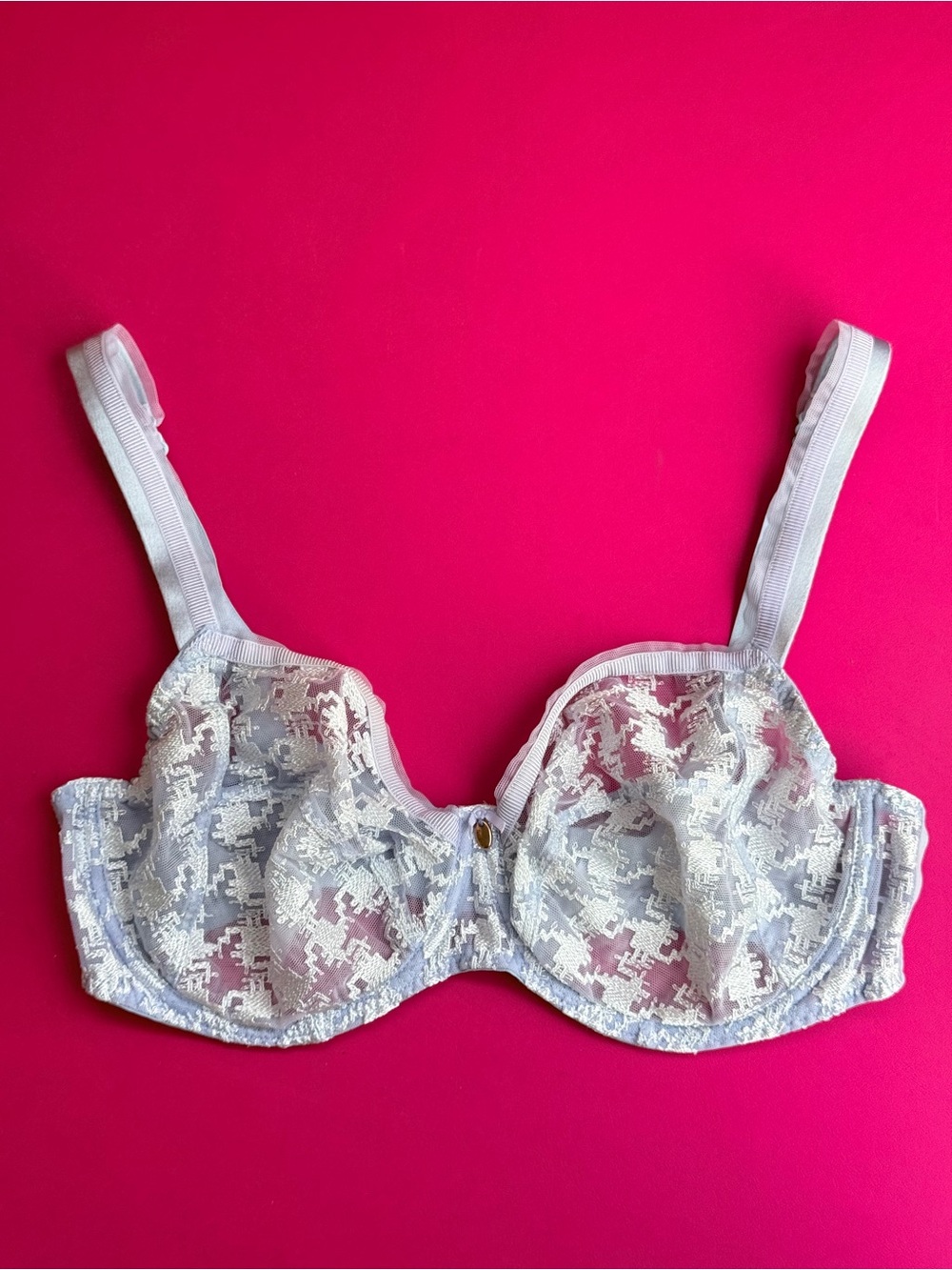 Lejaby Elixer Mandala Full Cup Bra Light Blue Size 36D Embroidered Style 1183